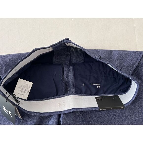 UNDER ARMOUR 1377359 410 Men Sz 32 Golf Vented Shorts Heather Blue 4-way Stretch - Picture 4 of 9